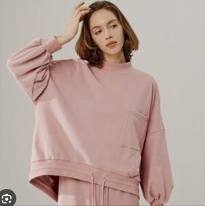 Nap Loungewear Oversized Sweatshirt 3X XXXL Pink Drawstring Hem Cotton Pullover